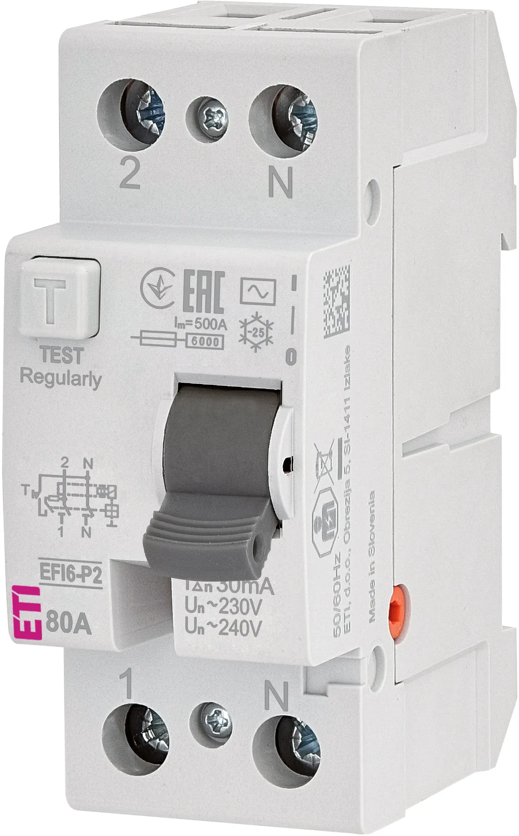 Fehlerstromschutzschalter EFI6-P2 AC 80/0.03 002061254