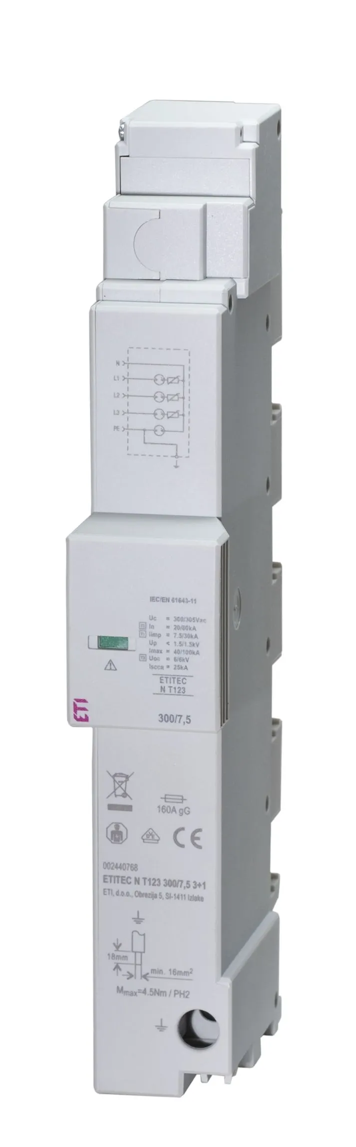 Überspannungsableiter ETITEC N T123 300/12,5 3+1 002440762