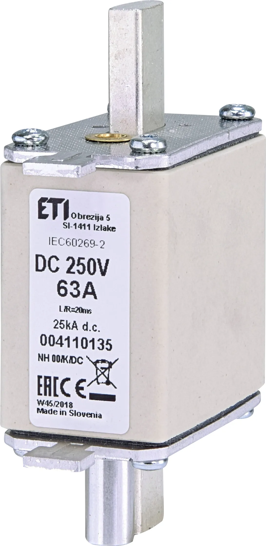 Sicherungseinsatz NH00/K 63A/250V DC 004110135