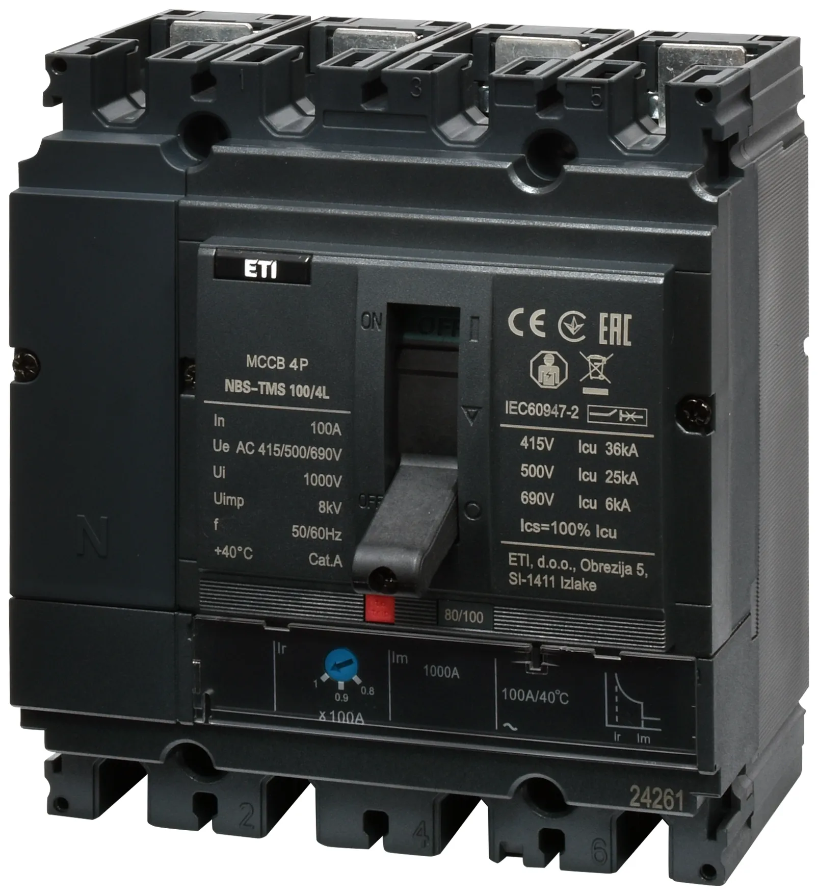 Leistungsschalter NBS-TMS 100/4L  20A 4P 004673011